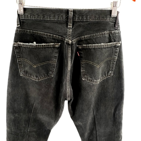 Reformation x Levis Redone Women Jeans 30in Waist 501 Black Distressed Grunge - Picture 9 of 16